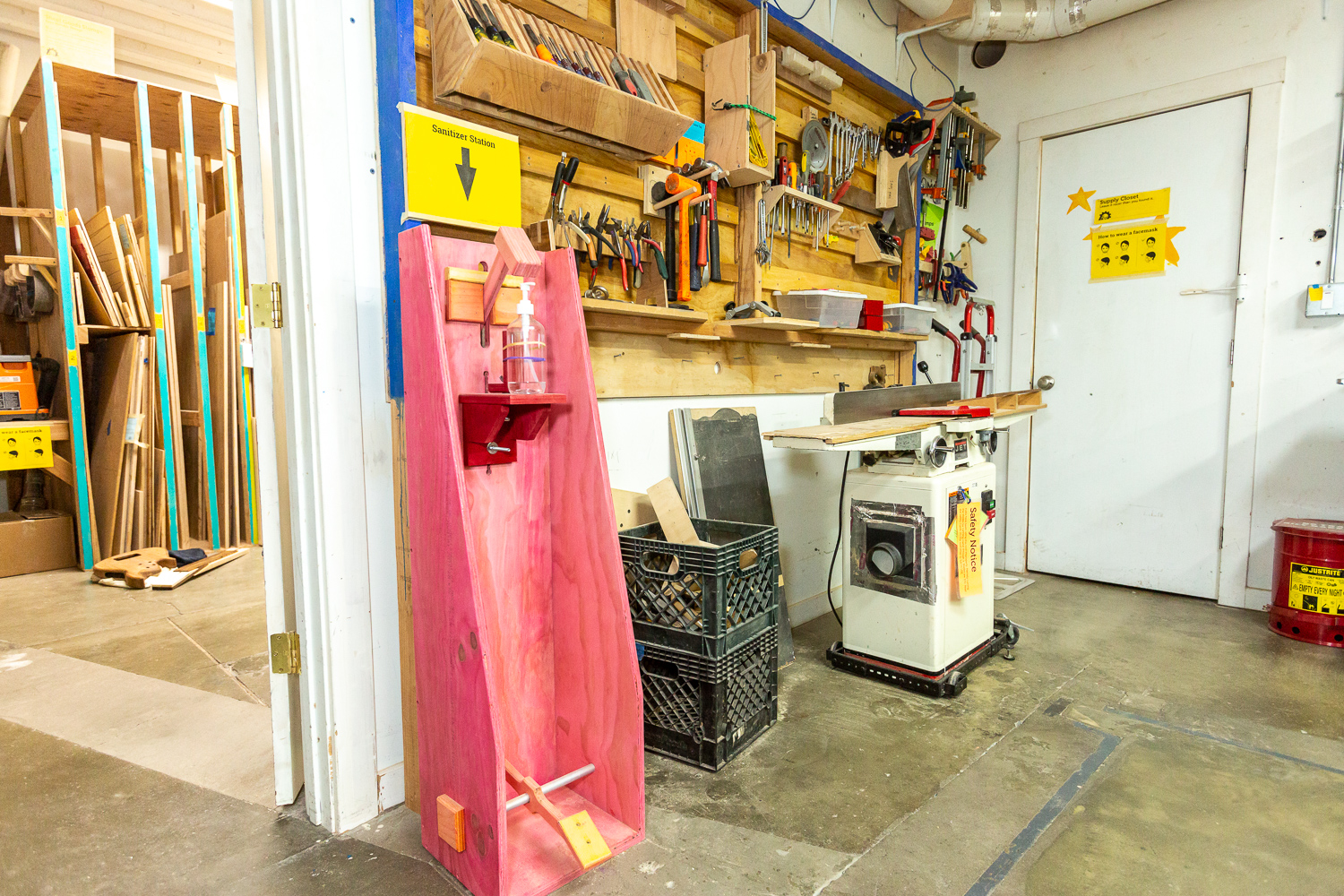 Hand tools and hand sanitizer station