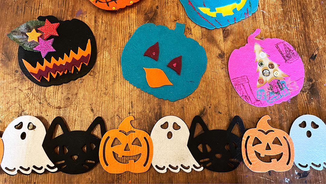 Laser-cut felt pumpkins